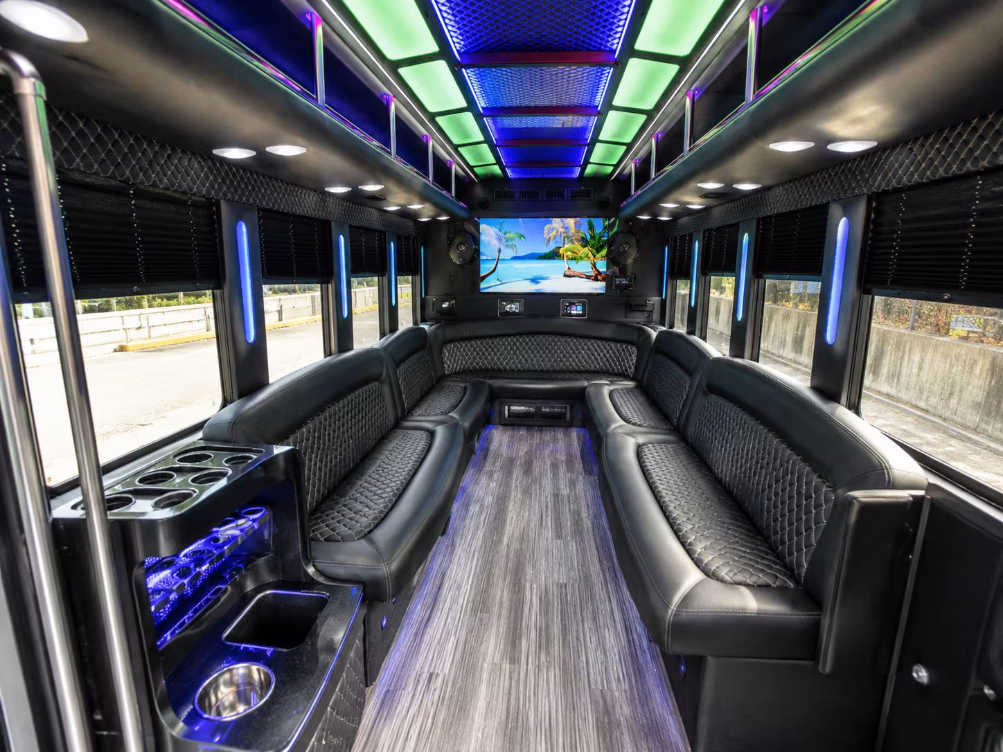 deerfield beach 18 passenger party bus inside