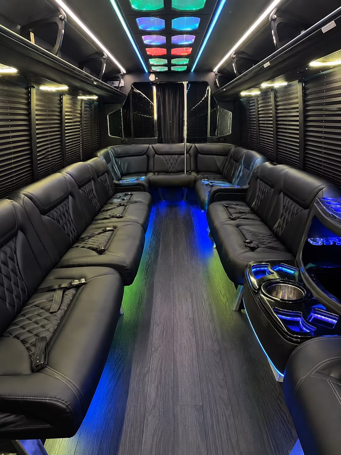 deerfield beach 20 passenger party bus interior