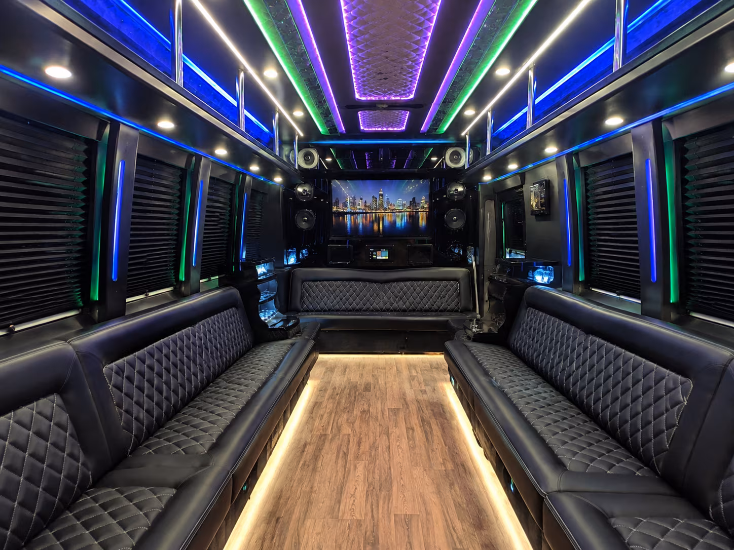 deerfield beach 25 passenger party bus interior