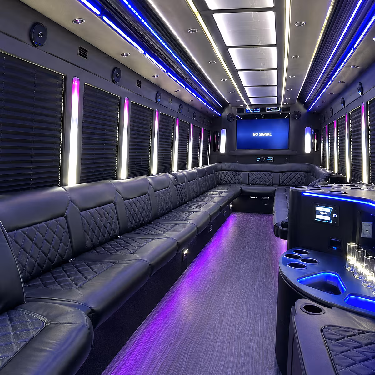 deerfield beach 30 passenger party bus inside